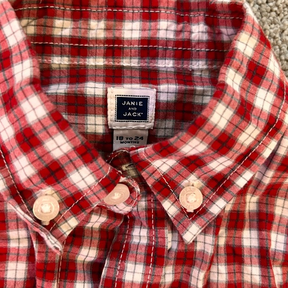 Red plaid Janie and Jack boys button down 18-24 m - Picture 2 of 2